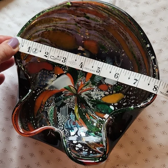 Murano Glass Confetti Multicolor Abstract Glass ArtCandy Bowl